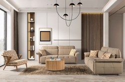 Luxus Wohnzimmer & Hotel Sessel Grau Orange Braun