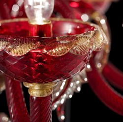 Magnífica araña de luces de cristal barroco de lujo rojo oro