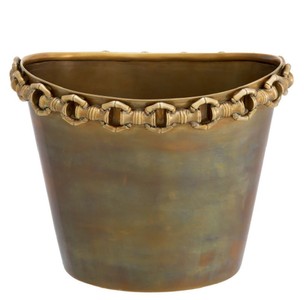 Casa Padrino Luxus Weinkühler Vintage Messing H. 21 cm - Champagnerkühler - Hotel Accessoires