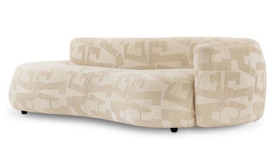 Gebogenes Luxus Wohnzimmer Hotel Sofa Sandfarben Schwarz