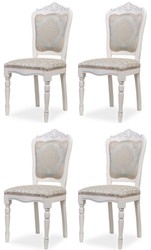 Luxus Barock Esszimmer Stuhl 4er Set Silber Beige Weiß Luxus Barock Esszimmer Stuhl 4er Set Silber Beige Weiß