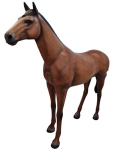 Casa Padrino scultura decorativa XXL cavallo marrone / nero 230 cm - Figura da giardino a grandezza naturale