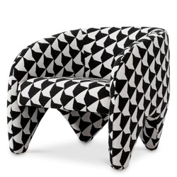 Casa Padrino luxury living room & hotel armchair with pattern black / white 78 x 78 x H. 72 cm - Luxury furniture