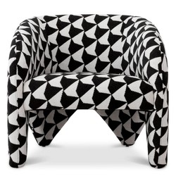 Casa Padrino luxury living room & hotel armchair with pattern black / white 78 x 78 x H. 72 cm - Luxury furniture