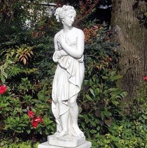 Casa Padrino Jugendstil Garten Deko Skulptur Frau Grau H. 80 cm - Made in Italy