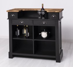 Casa Padrino bancone bar in stile country nero / marrone 120 cm - Mobile bar