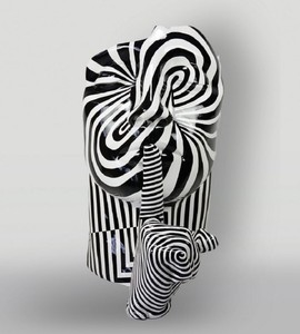Luxus XXL Deko Skulptur Weiß Schwarz