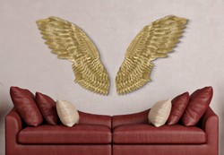 Casa Padrino ensemble d'ailes de décoration murale en métal de luxe or 146 cm