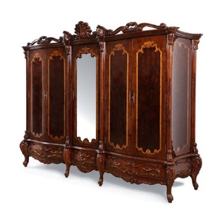 Casa Padrino Luxus Barock Schlafzimmer Schrank mit 5 Türen Braun 305 cm - Barock Möbel