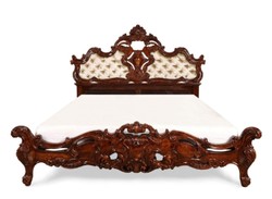 Magnifico letto matrimoniale barocco di lusso marrone oro