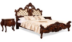 Magnifico letto matrimoniale barocco di lusso marrone oro
