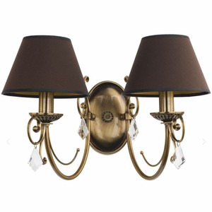Casa Padrino lámpara de pared de cristal barroco de lujo latón con pátina / marrón oscuro Al. 29 cm