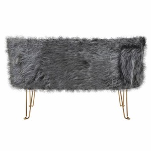 Casa Padrino Luxus Wohnzimmer Kunstfell Sofa Grau / Messing 134 cm
