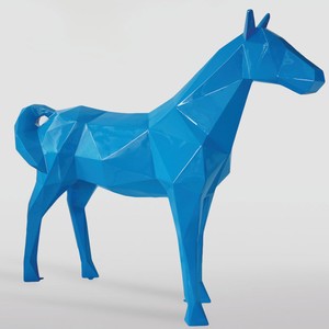 Casa Padrino scultura decorativa XXL cavallo blu 220 x A. 190 cm - Figura da giardino a grandezza naturale Casa Padrino scultura decorativa XXL cavallo blu 220 x A. 190 cm - Figura da giardino a grandezza naturale