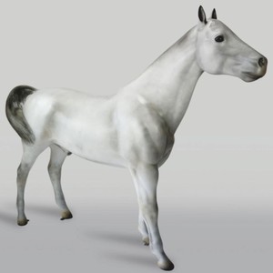 Casa Padrino scultura decorativa XXL cavallo bianco / nero 245 cm - Figura da giardino a grandezza naturale