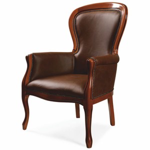 Casa Padrino sillón barroco de lujo de cuero artificial marrón oscuro / marrón - Muebles barrocos