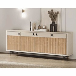 Casa Padrino aparador de lujo con 4 puertas blanco / natural / negro / oro 220 cm