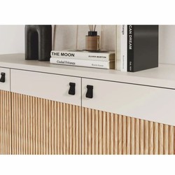 Casa Padrino aparador de lujo con 4 puertas blanco / natural / negro / oro 220 cm