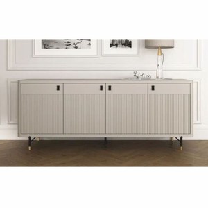 Luxus Sideboard mit 4 Türen Grau Schwarz Gold
