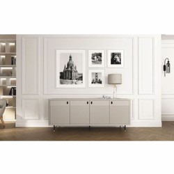 Luxus Sideboard mit 4 Türen Grau Schwarz Gold