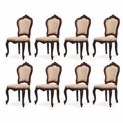 Magnificent luxury baroque dining room chair set of 8 beige brown Magnificent luxury baroque dining room chair set of 8 beige brown
