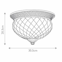 Lampada da soffitto rotonda in cristallo barocco argento antico