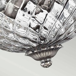 Round Baroque Crystal Ceiling Lamp Antique Silver