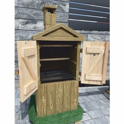 Casa Padrino chimenea de fumar de hormigón de lujo con aspecto de madera marrón / natural A. 132 cm
