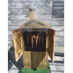 Casa Padrino chimenea de fumar de hormigón de lujo con aspecto de madera marrón / natural A. 132 cm