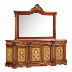 Luxus Barock Sideboard mit 4 Türen und 3 Schubladen Braun Naturfarben