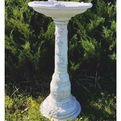 Casa Padrino Art Nouveau bird bath gray Ø 33 x H. 68 cm - Garden decoration