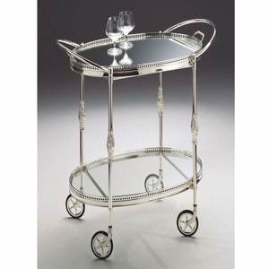 Casa Padrino chariot de service de luxe avec plateau amovible argent - Fabriqué en Italie