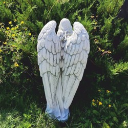 Jugendstil Garten Terrassen Deko Skulptur Engel Grau
