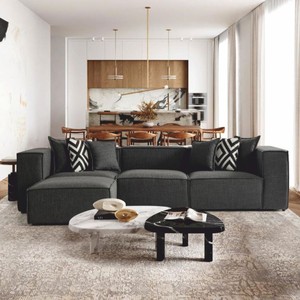 Casa Padrino Luxus Ecksofa Grau / Schwarz 315 cm - Wohnzimmer & Hotel Möbel