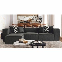 Luxus Wohnzimmer Sofa Ecksofa Grau Schwarz