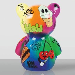 Luxus XXL Deko Skulptur Figur Teddybär Mehrfarbig