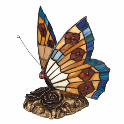 Casa Padrino luxury Tiffany LED table lamp butterfly colorful / bronze - Tiffany decorative lights