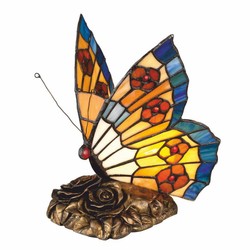 Casa Padrino luxury Tiffany LED table lamp butterfly colorful / bronze - Tiffany decorative lights
