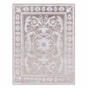 Tapis baroque de luxe tufté main en laine gris