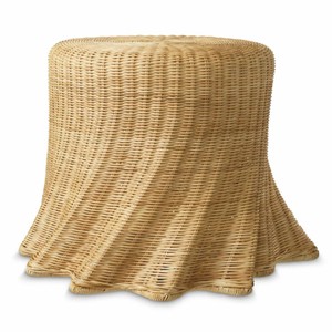 Runder Luxus Rattan Beistelltisch Naturfarben