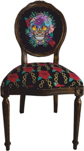 Frida Kahlo di Casa Padrino sedia da pranzo barocco di lusso nero / colorato / marrone scuro Frida Kahlo di Casa Padrino sedia da pranzo barocco di lusso nero / colorato / marrone scuro