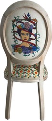 Frida Kahlo by Casa Padrino Luxury Baroque Dining Room Chair White / Colorful / Antique White