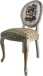 Frida Kahlo by Casa Padrino Luxury Baroque Dining Room Chair White / Colorful / Antique White