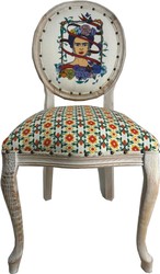 Frida Kahlo by Casa Padrino Luxury Baroque Dining Room Chair White / Colorful / Antique White