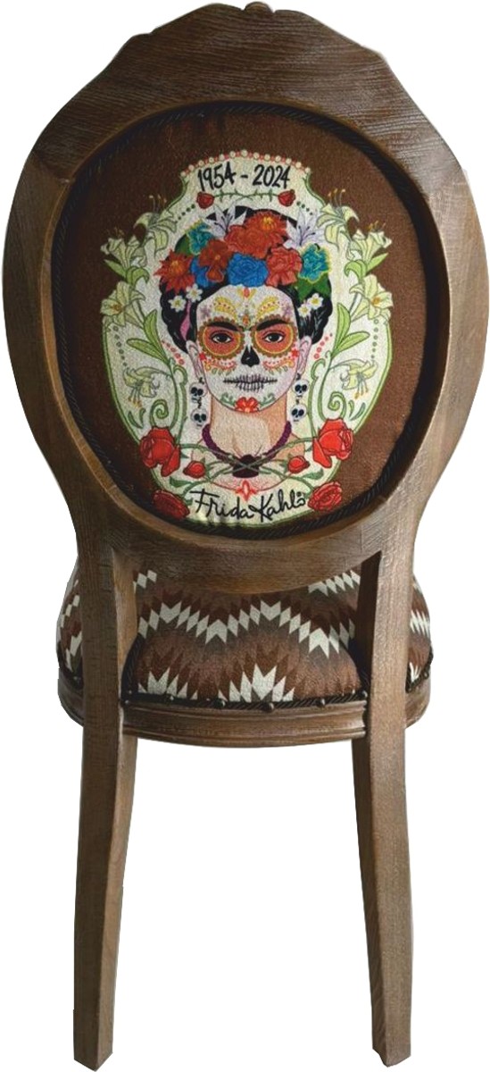 Frida Kahlo de Casa Padrino silla de comedor barroco de lujo marrón / colorido Frida Kahlo de Casa Padrino silla de comedor barroco de lujo marrón / colorido