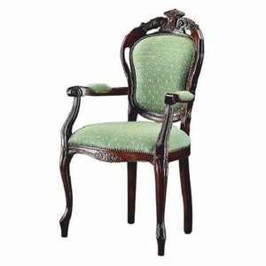 Casa Padrino Chaise de Salle à Manger Baroque de Luxe avec Accoudoirs Vert / Marron Foncé H. 107 cm