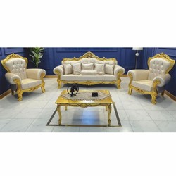 Prunkvolles Barock Wohnzimmer Möbel Set Creme Gold