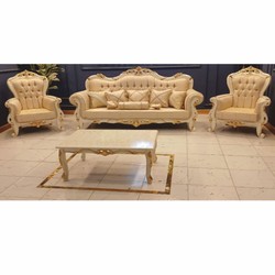 Prunkvolles Barock Wohnzimmer Möbel Set Beige Weiß Gold