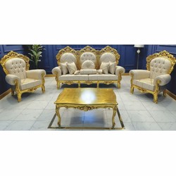 Prunkvolles Barock Wohnzimmer Möbel Set Creme Gold