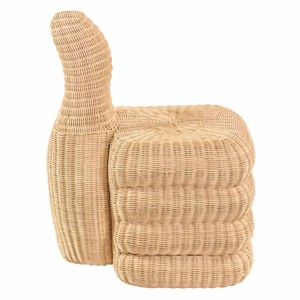 Luxus Wohnzimmer Hotel Rattan Hocker Sitzhocker Naturfarben